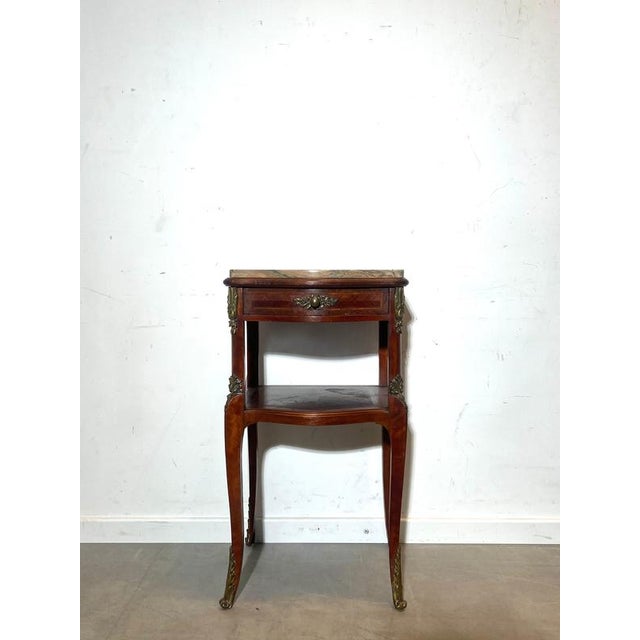French Louis XV Style Side Table with Marble Top For Sale - Image 4 of 6