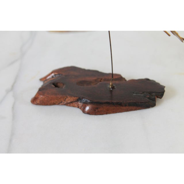 Wood MId-Century Brutalist Brass Butterfly on Wood Stand For Sale - Image 7 of 9