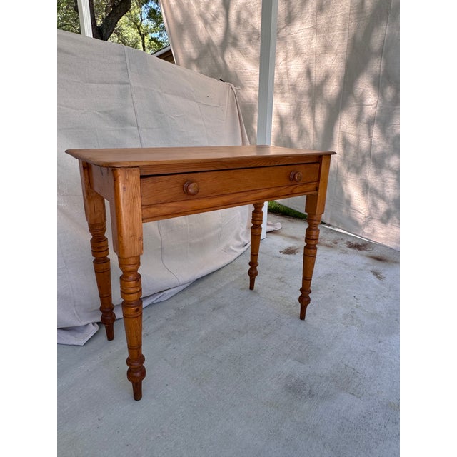 19th Century English Pine Single Drawer Side Table For Sale - Image 4 of 15