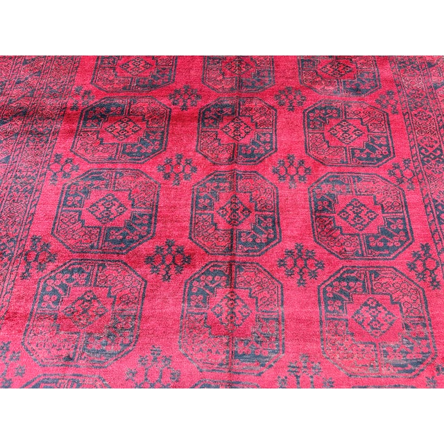 Textile Red Turkmen Bokhara Hand-Knotted Wool Rug - 7'1" X 9'8" For Sale - Image 7 of 12