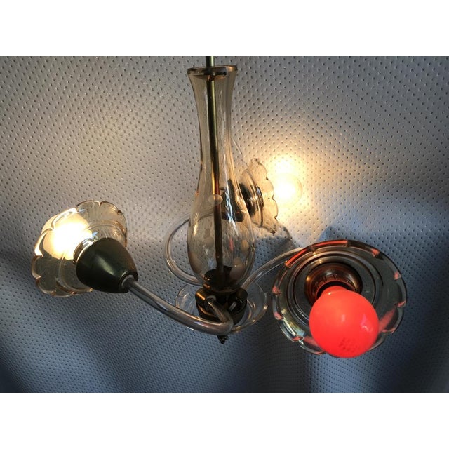 Small Czech Bohemia Chandelier with 3 Bulbs, 1950s For Sale - Image 15 of 18