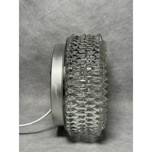 Metal Mid-Century Glass Flush Mount Ceiling Light, 1970s For Sale - Image 7 of 11