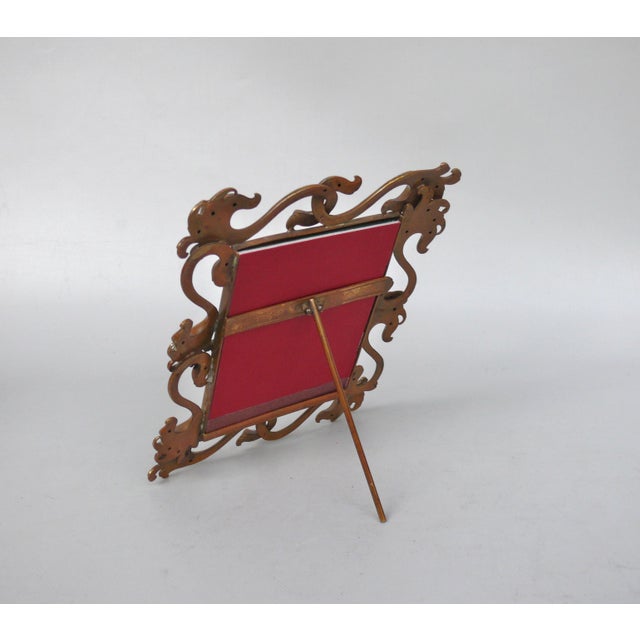 Metal Art Nouveau Style Handmade Floral Picture Frame in Brass, Germany, 1890s For Sale - Image 7 of 18