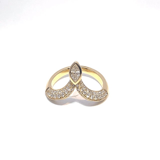 Gold 18k Yellow Gold Pave Diamond Snake Bypass Ring, Size 6.75 For Sale - Image 8 of 9