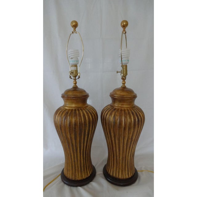 Wildwood Florentine Finish Ginger Jar Shaped Lamps by Wildwood For Sale - Image 4 of 11