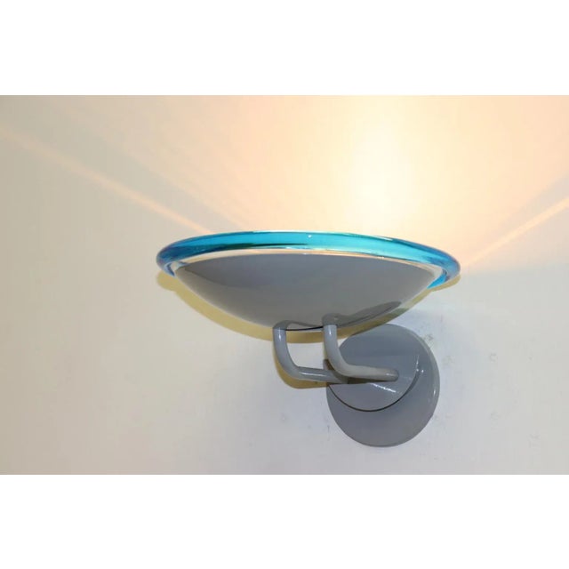 Mid-Century Modern Modern Murano Aqua Glass Wall Lamp For Sale - Image 3 of 10