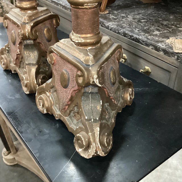 Wood Early 20th Century French Tall Candlesticks - a Pair For Sale - Image 7 of 12