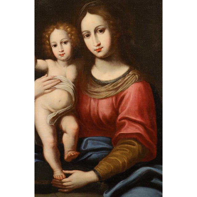 Baroque Workshop of Alessandro Allori, Madonna and Child, 1600, Oil on Canvas, Framed For Sale - Image 3 of 13