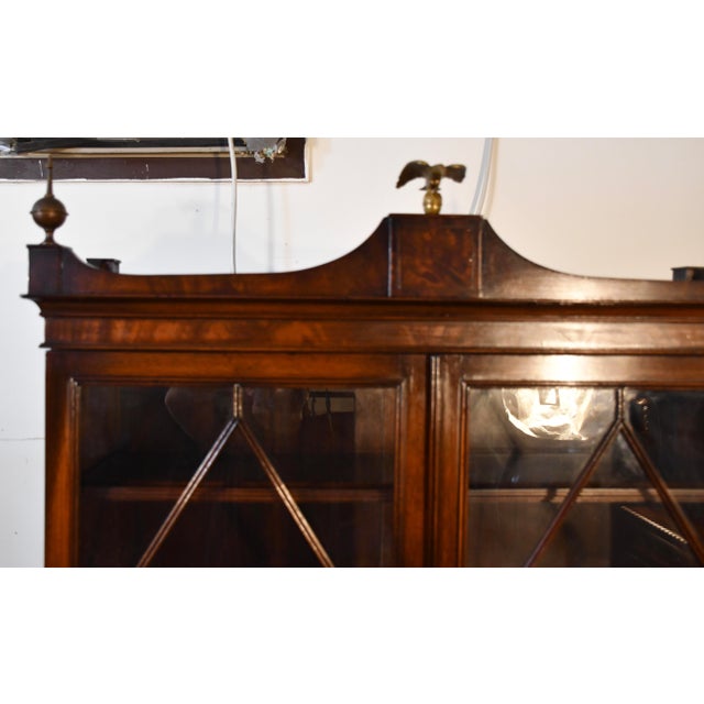 Traditional 1930s Federal Style Mahogany Secretary Desk Hutch Display Cabinet Bookcase For Sale - Image 3 of 18