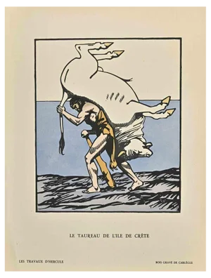 Carlège, Le Taureau de l'Île, Woodcut Print, Early 20th Century