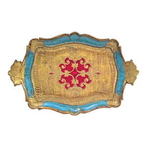 Vintage Hand-Painted Florentine Serving Tray