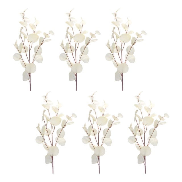 IvorySilver Dollar Eucalyptus Leaf Spray (Set of 6) For Sale