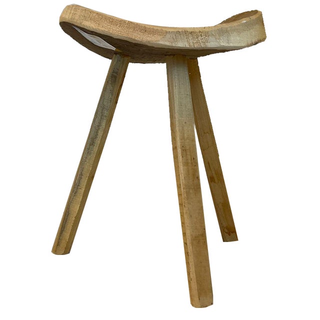 Rustic Spruce Wood Stool For Sale