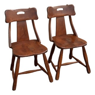 Pair of Mid-Century Cushman-Style Solid Wood Side Chairs For Sale