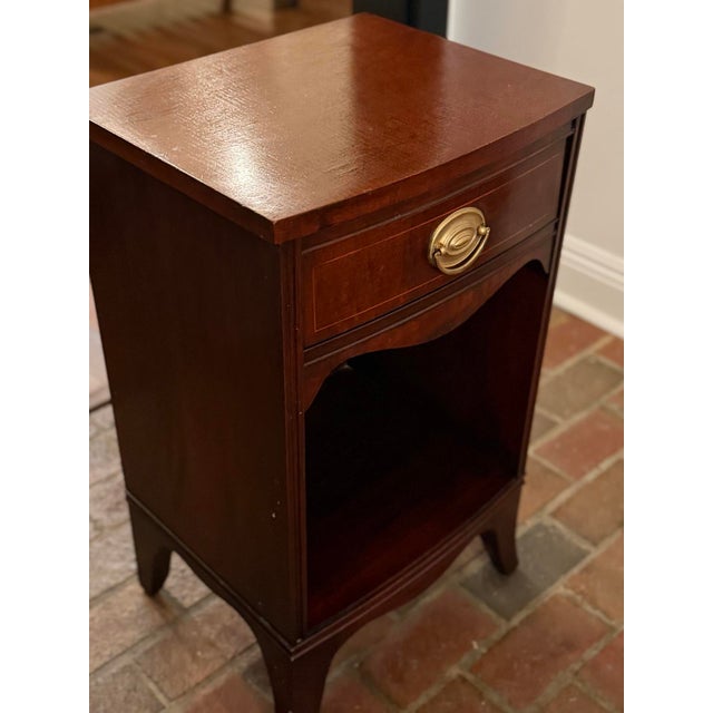 Brass Restored Vintage Drexel Genuine Mahogany Nightstand With Brass Hardware For Sale - Image 8 of 12