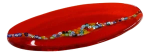 Oval Cascata C20 Red Murano Glass Plate from Veve Glass