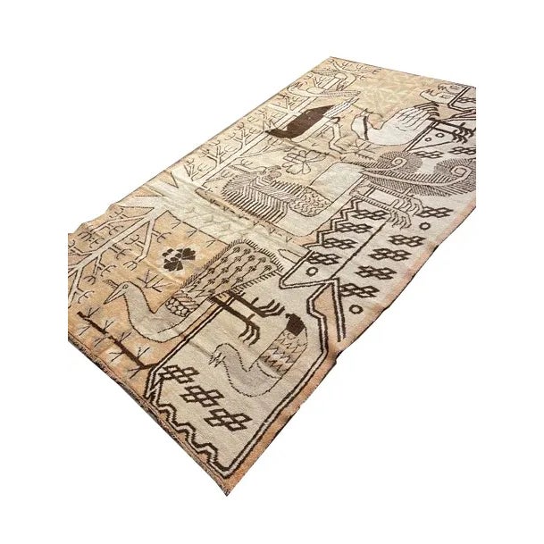 1900s Antique Tan Rug 8'5'' X 4'10'' For Sale - Image 4 of 6