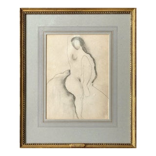 Arthur Beecher Carles (1882-1952) - Antique Modernist Nude Study of a Woman (Charcoal on Paper, Framed) For Sale