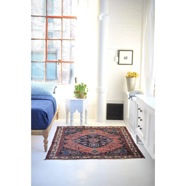 1940s Leon Tribal Square Rug, 4.8 x 5.9 For Sale - Image 11 of 11