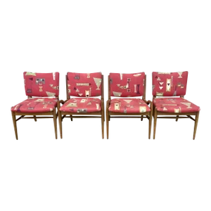 Mid 20th Century Mid Century Dining Chairs Attributed to John Keal for Brown Saltman Cerused Mahogany, Set of 4