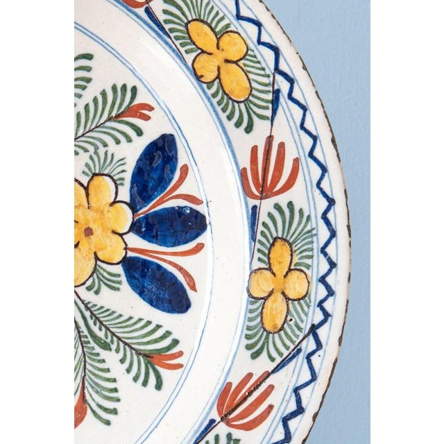 Dutch Delft Polychrome Vase and Flowers Dish, Early 19th Century For Sale - Image 3 of 7