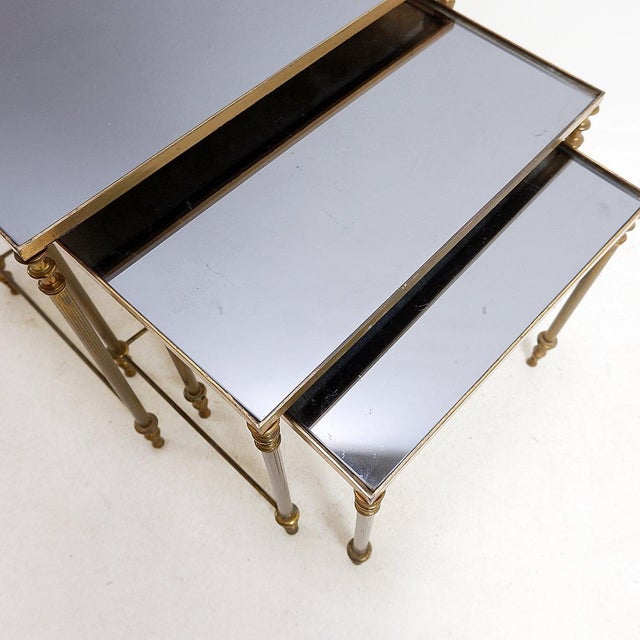 Set of 3 Mid-Century Modern Nesting Tables, Maison Jansen Style - 1970s Hollywood Regency - Vintage - Maison Jansen This...