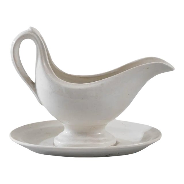 1900s Belgian Porcelain Sauceboat For Sale