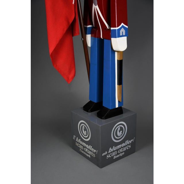 Wood Monumental Royal Danish Guardsman with Flag by Kay Bojesen, 1950s For Sale - Image 7 of 14