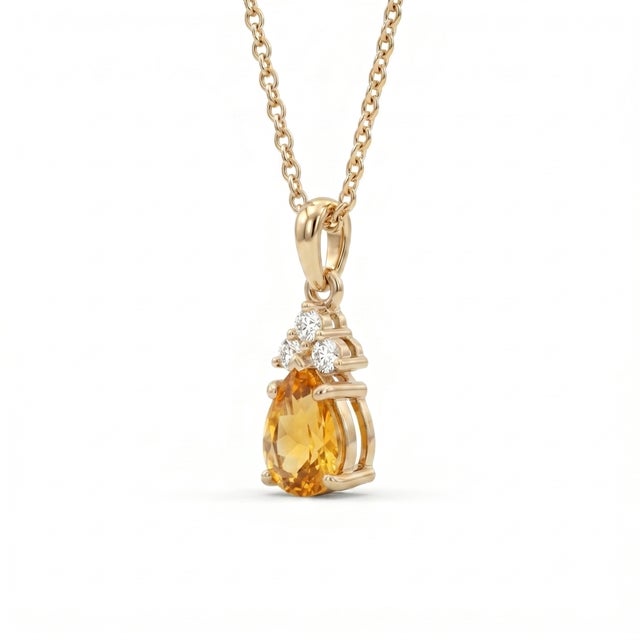 Not Yet Made - Made To Order Natural Citrine Teardrop Pendant - Yellow Gemstone Statement Pendant for Her For Sale - Image 5 of 5
