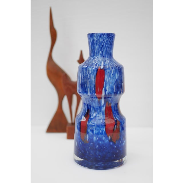 Blue Glass Art Vase from Prachen Glass Works For Sale - Image 6 of 10