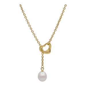 Tiffany & Co. Elsa Peretti 18k Yellow Gold Open Heart Lariat Necklace 18.5"