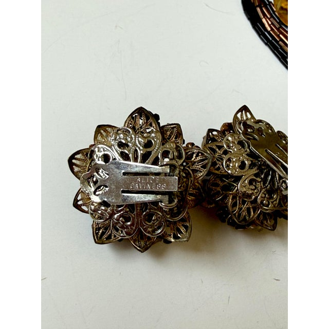 Black Vintage Signed Alice Caviness Multi-Strand Art Glass Bib Necklace & Earring Set, 3 Pieces For Sale - Image 8 of 10