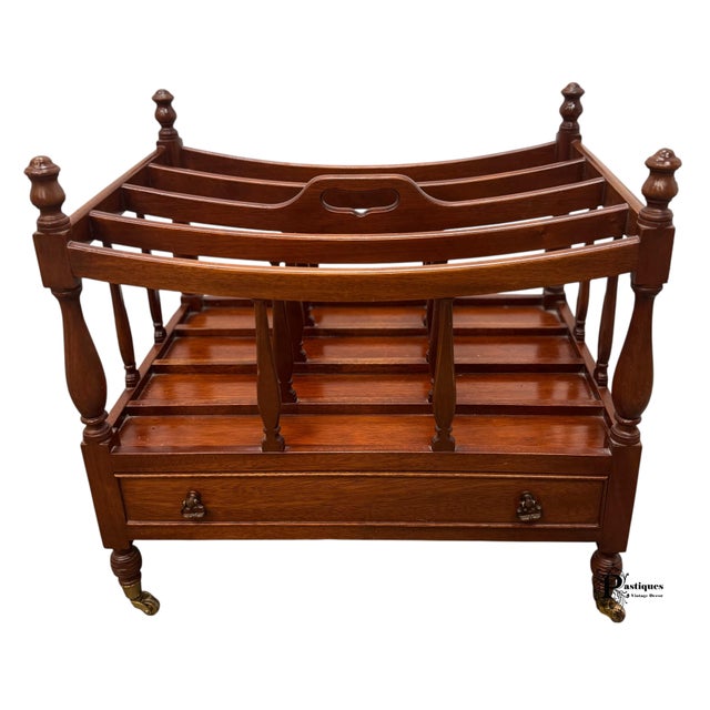 Vintage Biggs Furniture Chippendale Style Mahogany Magazine Rack For Sale - Image 10 of 10
