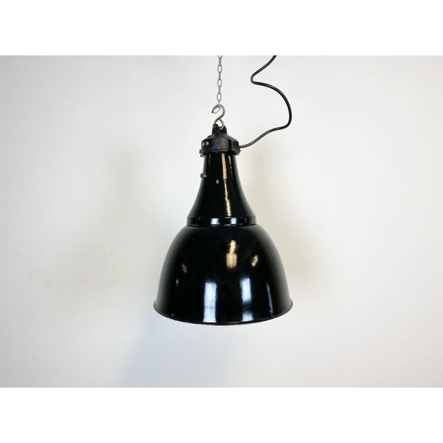 Industrial Bauhaus Black Enamel Pendant Lamp, 1930s For Sale - Image 12 of 12