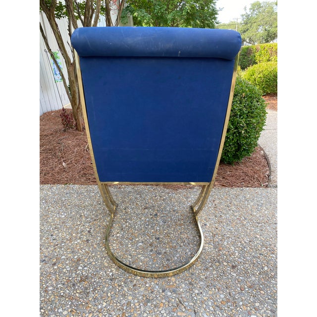 Mid 20th Century Vintage 1980’s Pierre Cardin Gold Lacquered Metal Cantilevered Frame Dining Chair For Sale - Image 5 of 10