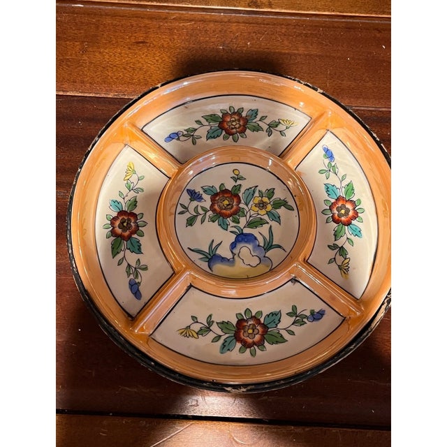 Japanese Vintage Takito TT Japan Porcelain Divided Serving Tray Lacquer Box 10.5" For Sale - Image 3 of 6