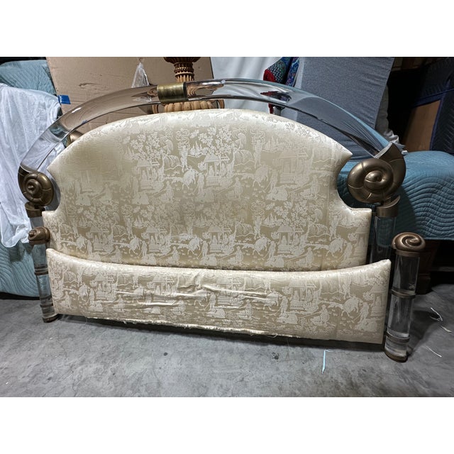 Metal 1980s Brass and Lucite by Marcello Mioni Headboard and Footboard For Sale - Image 7 of 14