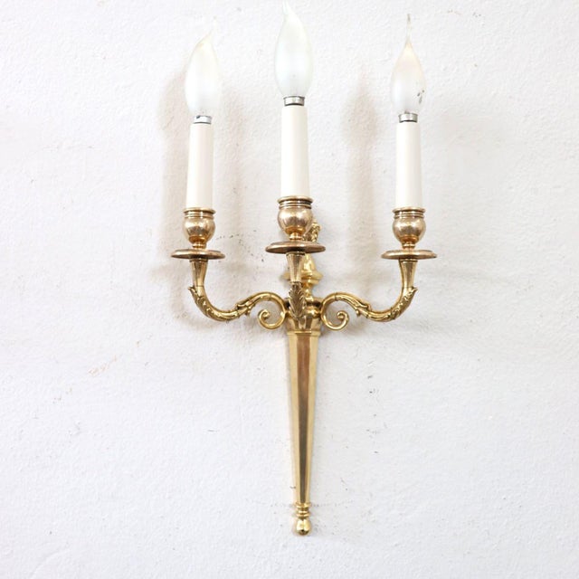 Antique Late 19th Century Sconces in Gilded Brass, Set of 3 For Sale - Image 13 of 14