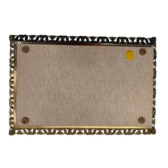 Traditional Mid 20th Century Floral Gold Gilt Mirrored Vanity Tray For Sale - Image 3 of 6
