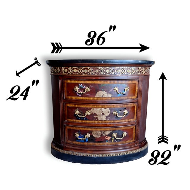 Mid 19th Century Imperial Garden Chest | Hand-Painted Chinoiserie Marble Top Dresser For Sale - Image 4 of 10