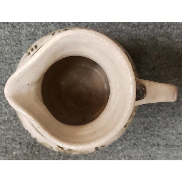 1970s 1970's Japanese Art Pottery Floral/Grass Motif Pitcher With Thumblift Handle For Sale - Image 5 of 6