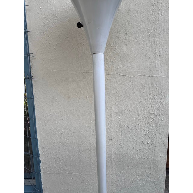 Mid-Century Modern 1970s Mid-Century Modern White Trumpet Torchiere Floor Lamp For Sale - Image 3 of 11