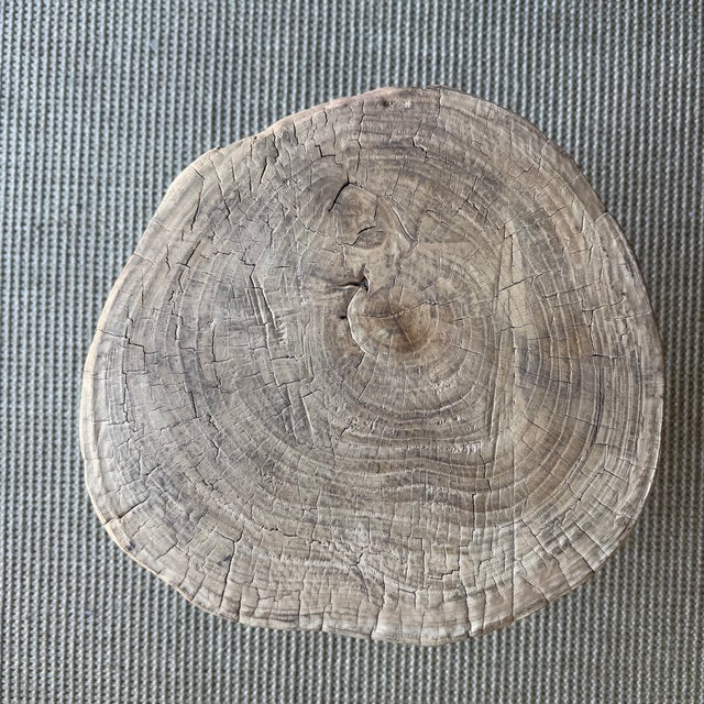 Vintage Elm Wood Chop Block Table #N32 For Sale - Image 9 of 9