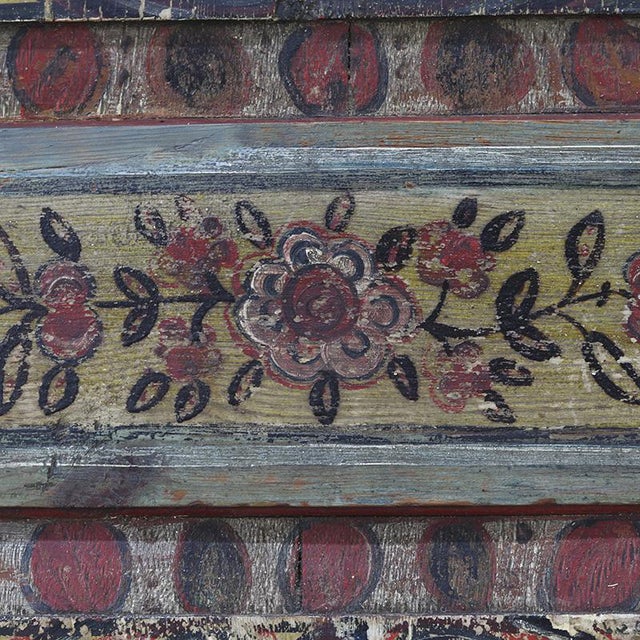 Rustic Farmhouse Folk Art Painted Bridal Cabinet, 1842 For Sale - Image 12 of 18