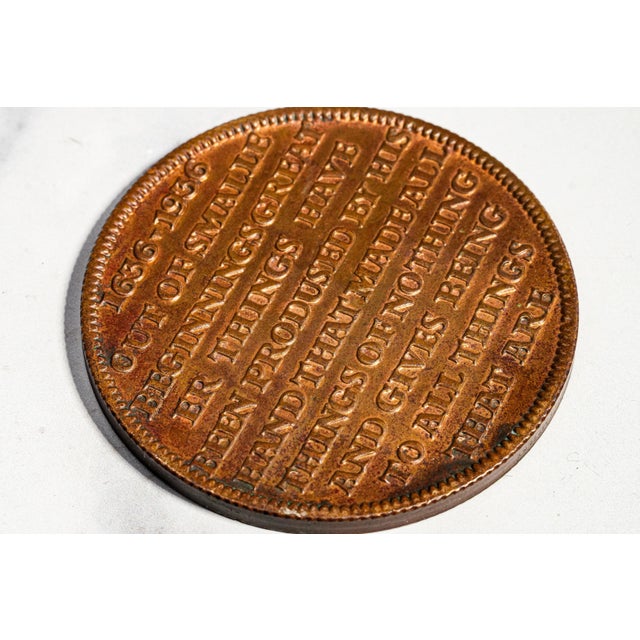Metal Harvard University 300th Anniversary Tercentenary Antique Medal Medallion For Sale - Image 7 of 8