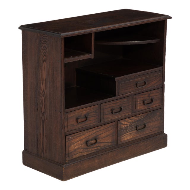 Traditional Japanese Cha Dana Tea Cabinet Tansu Mid Century For Sale