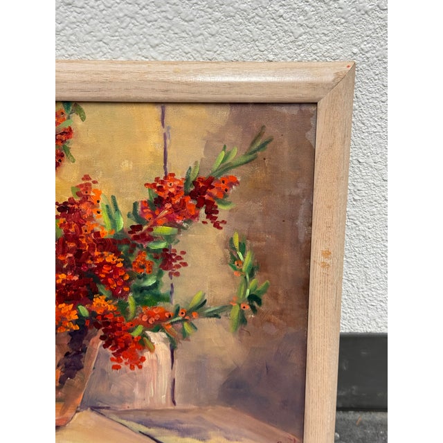Floral Still Life Oil on Canvas Painting, Vintage For Sale - Image 10 of 12