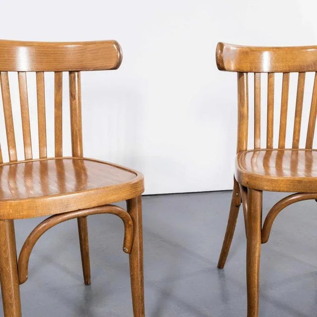 Vintage Honey Beech and Bentwood Dining Chairs, Set of 4 For Sale - Image 4 of 9
