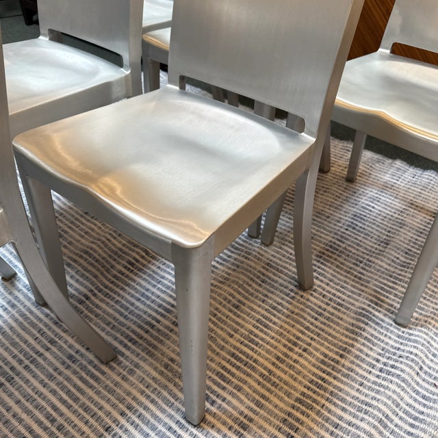 Phillippe Starch for Emeco Hudson Brushed Aluminum Side Chairs, Set of Six For Sale In San Francisco - Image 6 of 12