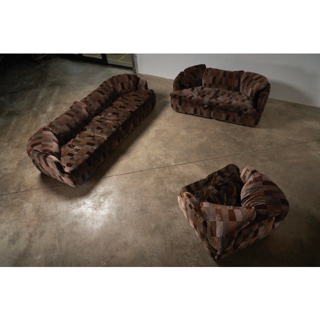 Confidential 3-Seater Sofa, 2-Seater Sofa and Lounge Chair attributed to Alberto Rosselli for Saporiti, 1970s, Set of 3 For Sale - Image 12 of 18